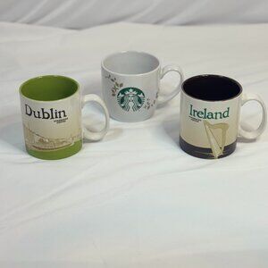 Starbucks Ireland & Dublin City Mugs + 2013 Holiday Siren Mug Set of 3